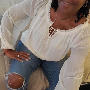 Express Sheer Peasant style top Size large